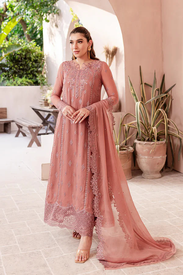  Pink Chiffon Embroidered