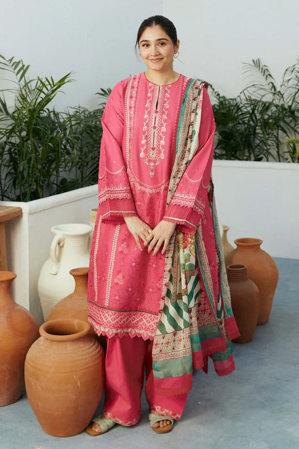 Pink Lawn Embroidered