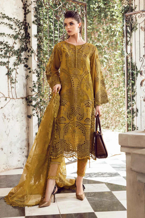 Yellow Lawn  Embroidered