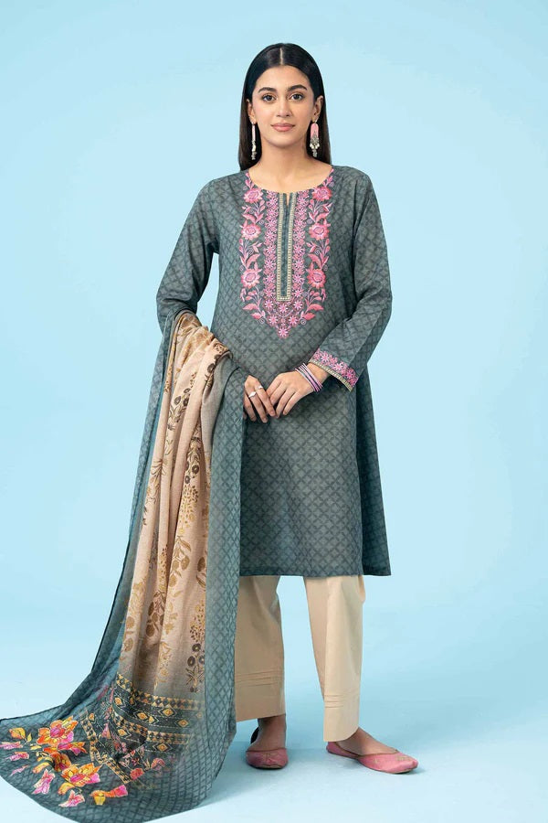 2 Piece - Printed Embroidered Suit