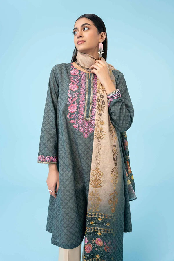 2 Piece - Printed Embroidered Suit