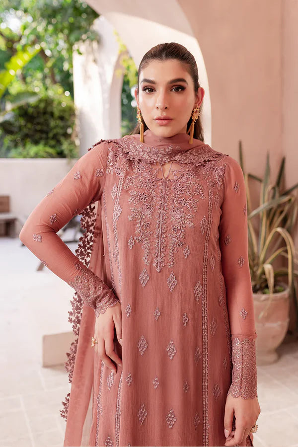  Pink Chiffon Embroidered