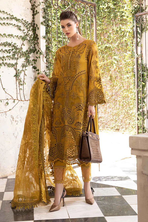 Yellow Lawn  Embroidered