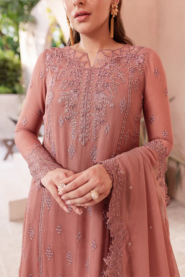  Pink Chiffon Embroidered