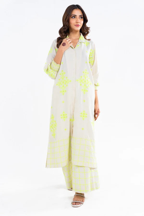 Dyed Embroidered Raw Silk Kurti