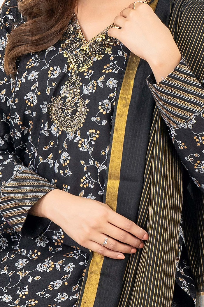 Gold Paste Lawn Suit Sharara Shirt