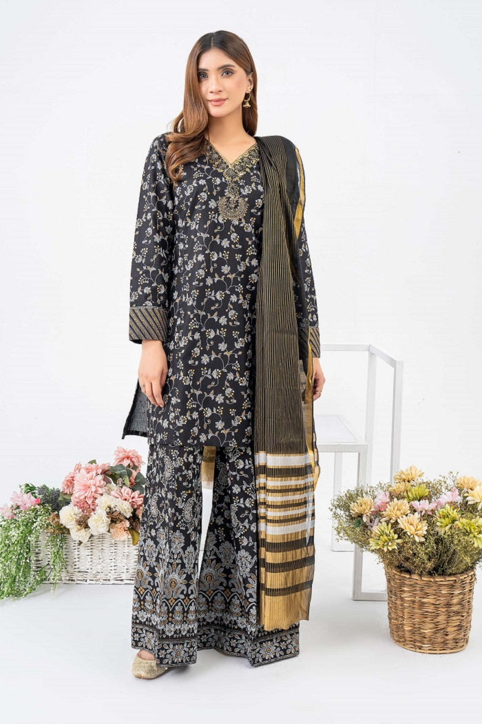 Gold Paste Lawn Suit Sharara Shirt