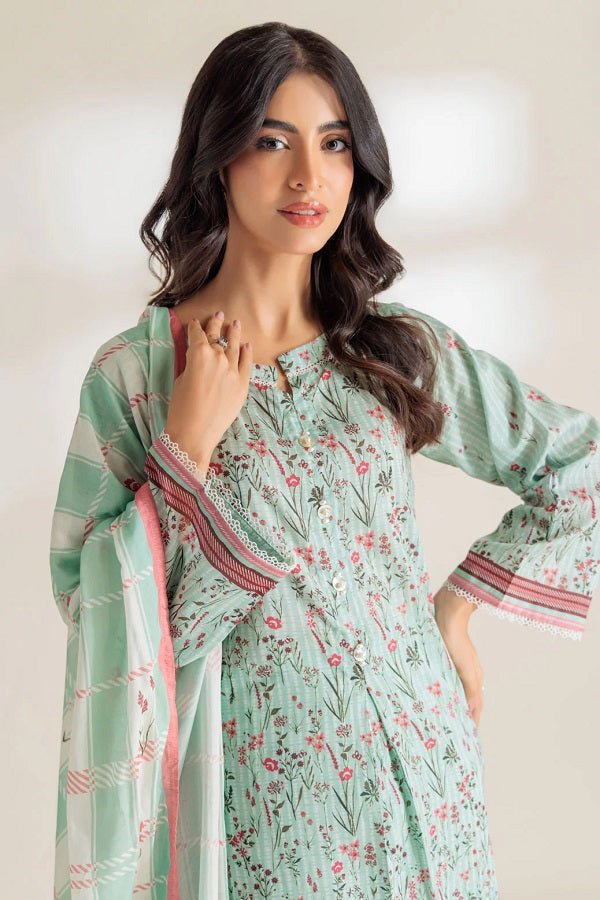 Green Printed Lawn Women Dress