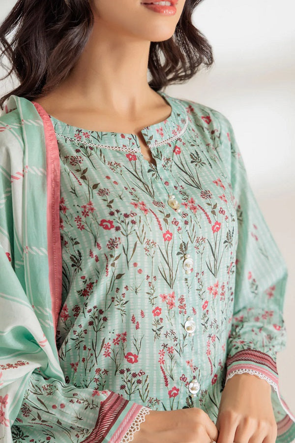 Green Printed Lawn Women Dress