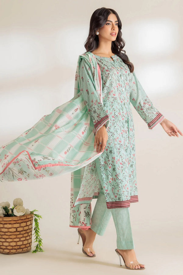 Green Printed Lawn Women Dress