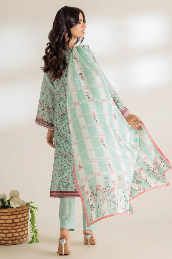 Green Printed Lawn Women Dress