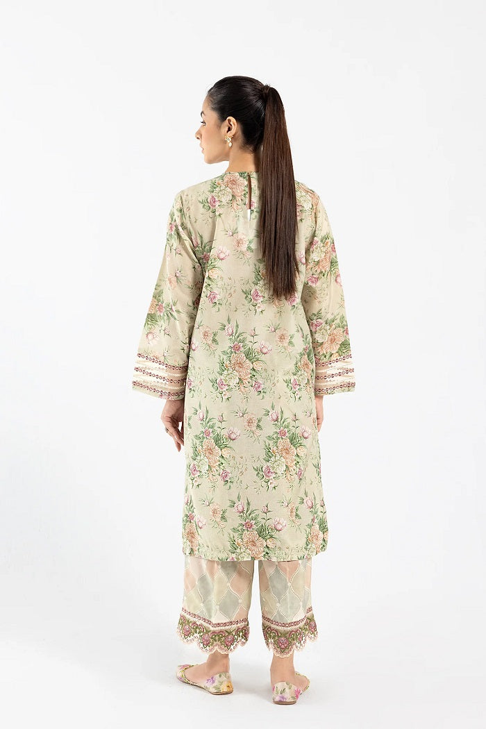 Lime Shade Embroidered Suit