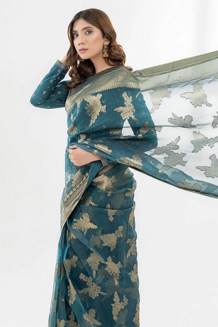 Limelight Cambric Saree Embroidered Design