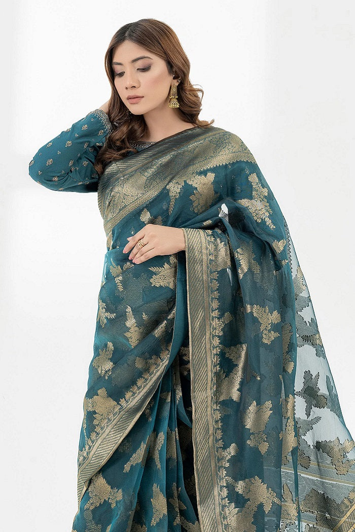 Limelight Cambric Saree Embroidered Design