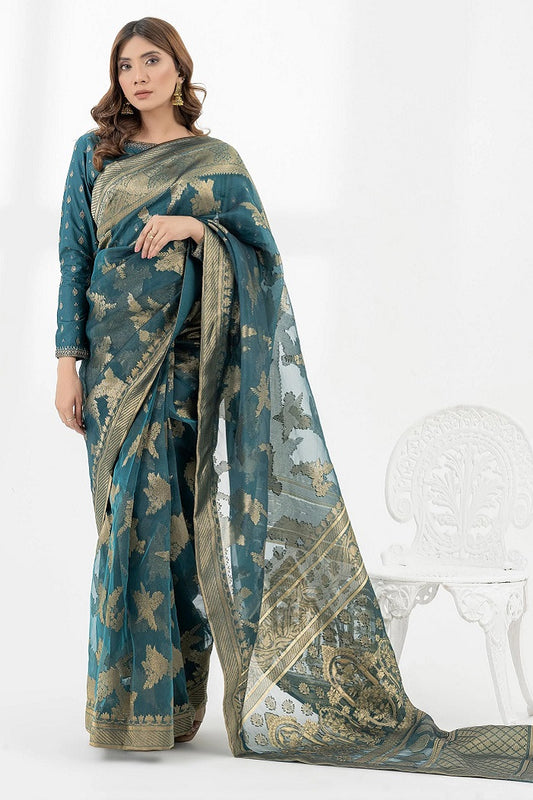 Limelight Cambric Saree Embroidered Design