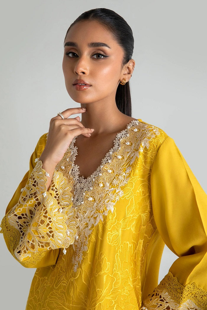 Yellow Raw Silk Dress