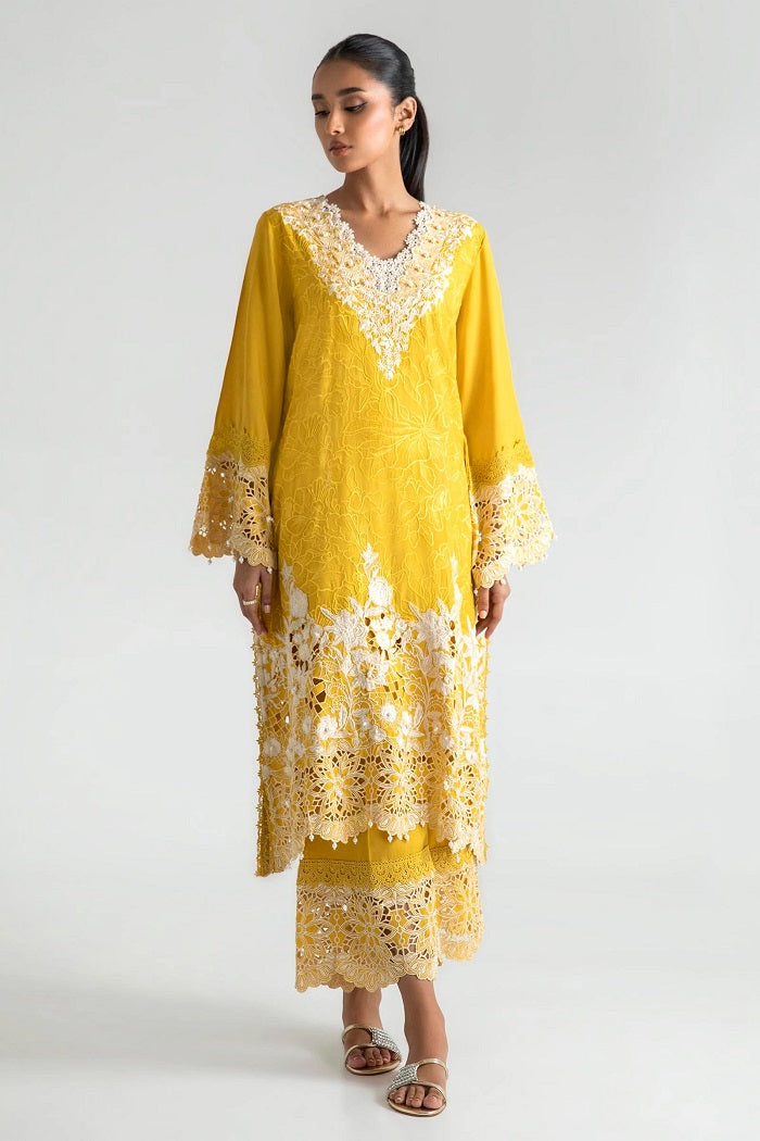 Yellow Raw Silk Dress